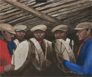 Allen Sapp, 5 men singing & drumming, 2003
